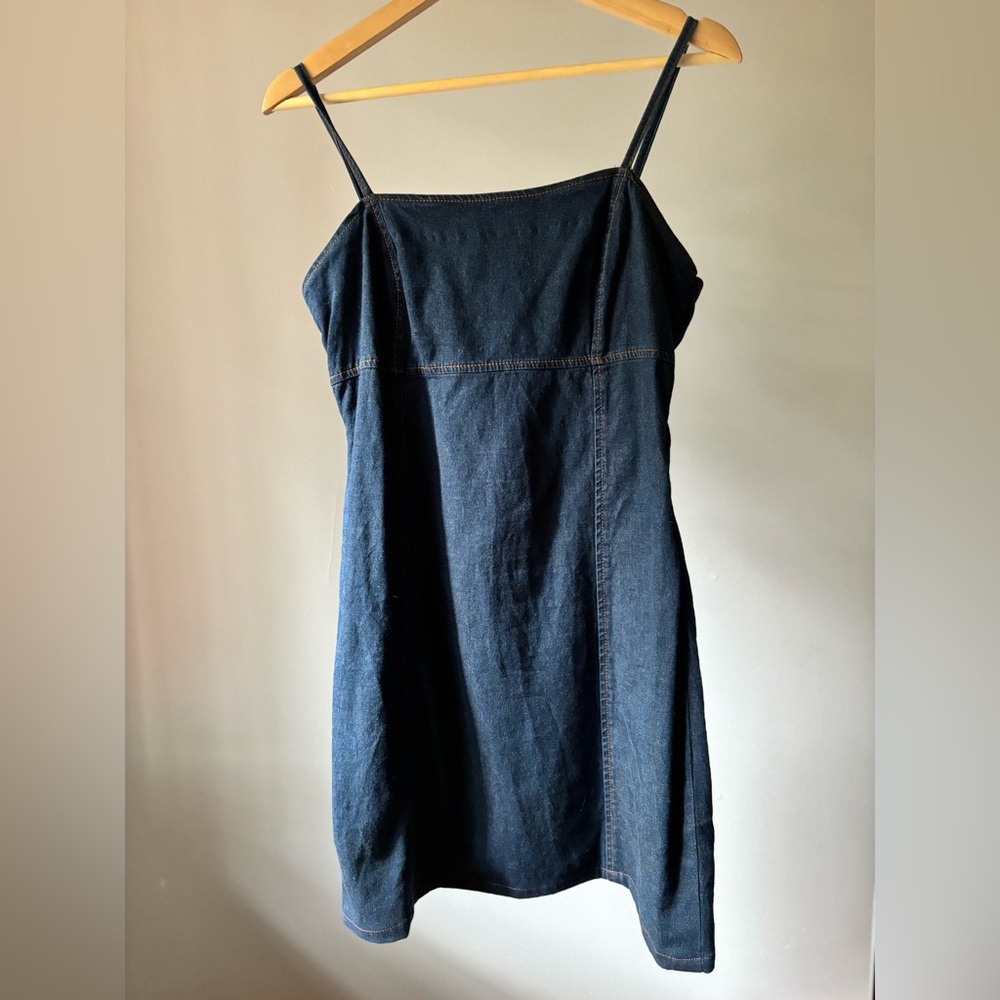 1990s Vintage Denim Spaghetti Strap Dress